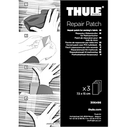 Set pro opravu markýzového plátna Thule - 3 záplaty 7,5 x 15 cm
